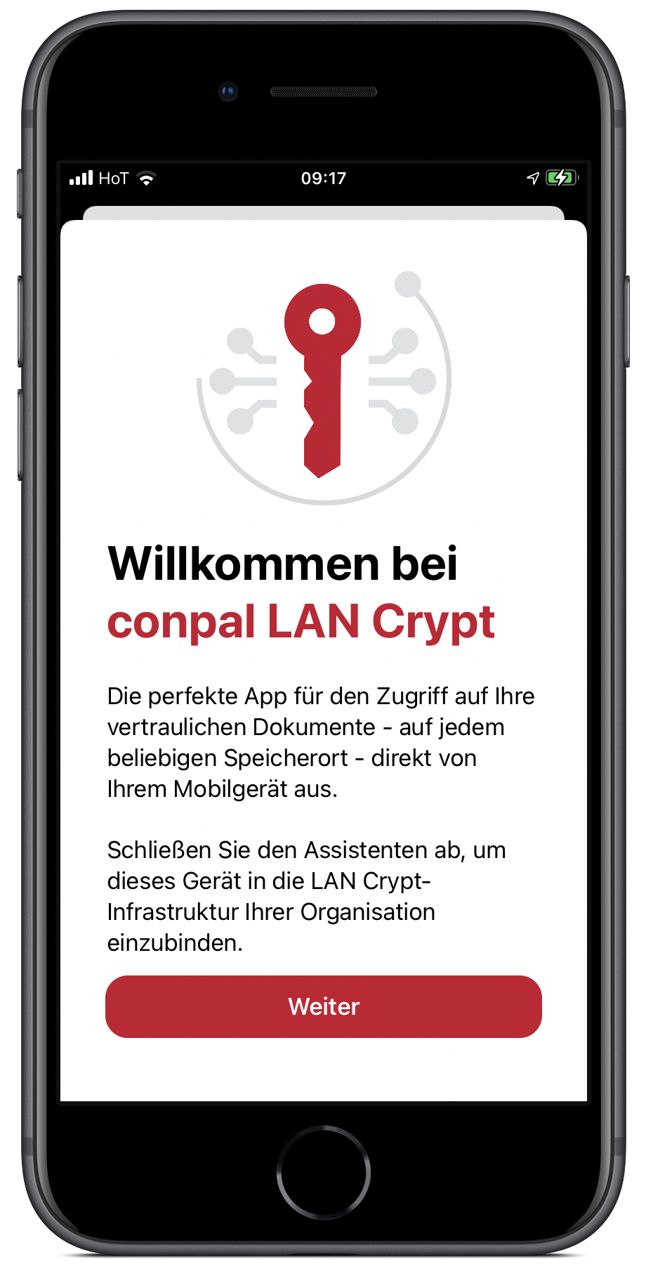 D_iOS_V1_Welcome Screenshot conpal LAN Crypt für iOS
