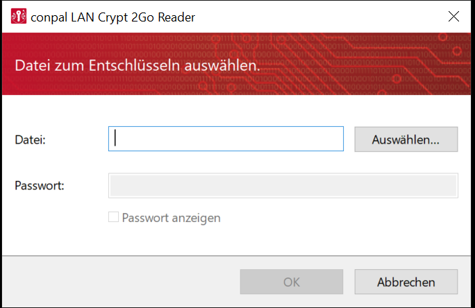 Screenshot conpal LAN Crypt 2Go Reader