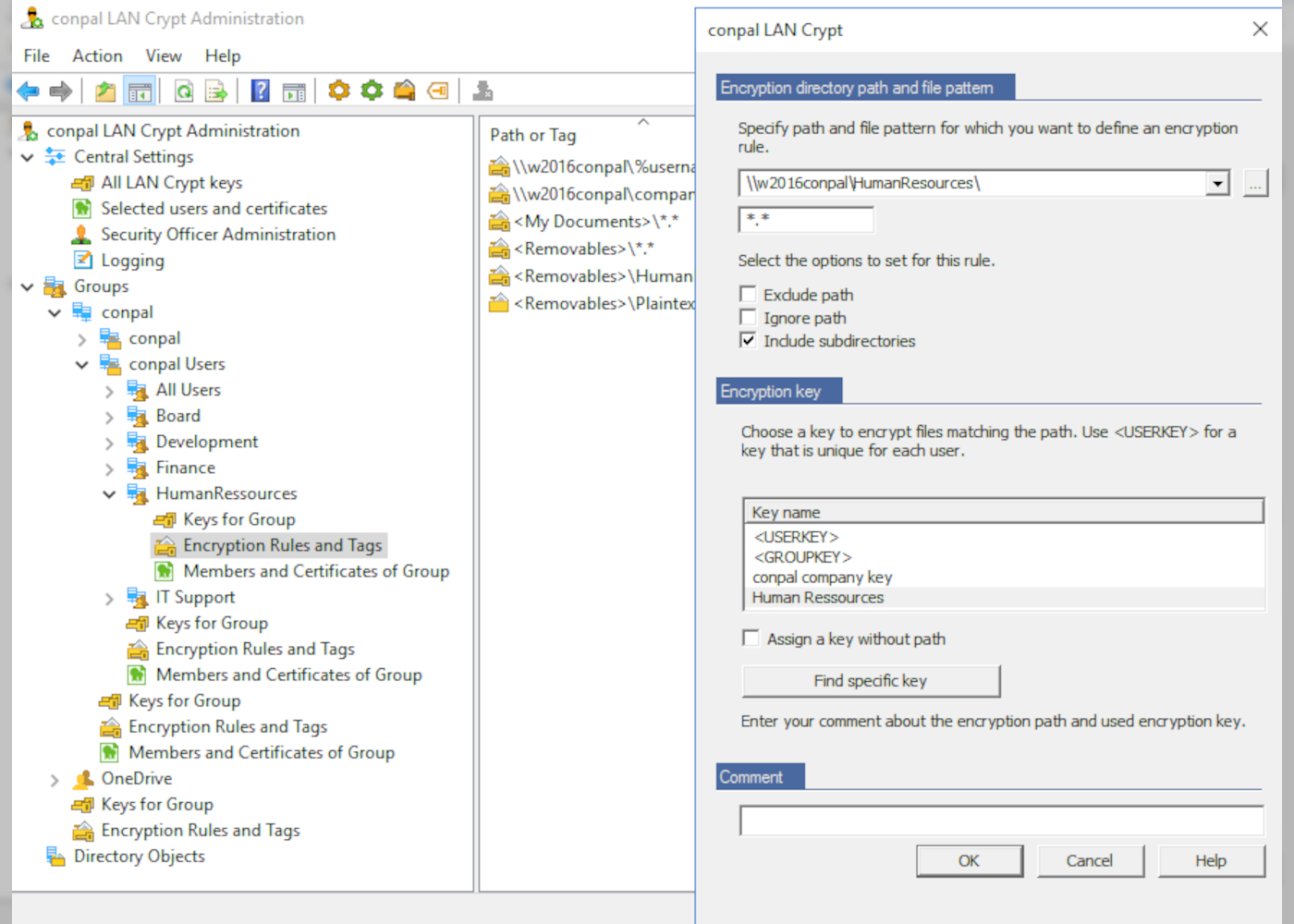 conpal LAN Crypt Screenshot Admin Console